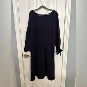 Talbots Women's Navy Dress Long Tie Sleeve 10P Navy Business Casual Classic Work